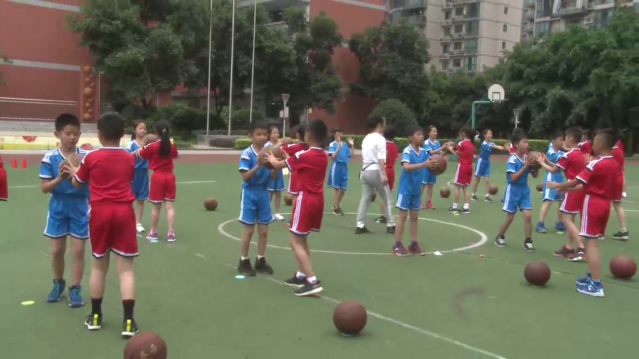 人教2011版体育与健康三至四年级《4.原地双手胸前传，》重庆市王老师-省一等奖