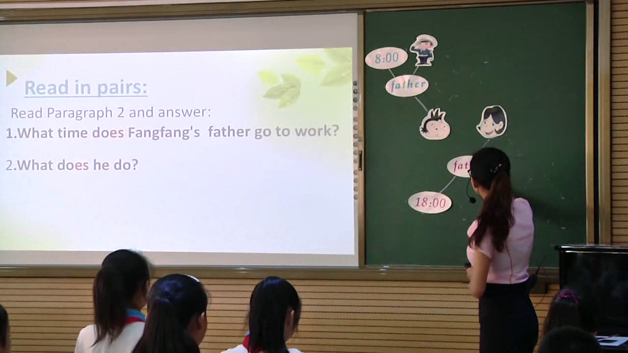 外研版英语五下《Unit1Myfathergoestoworkateighto’clockeverymorning.》广西雷老师-全国一等奖