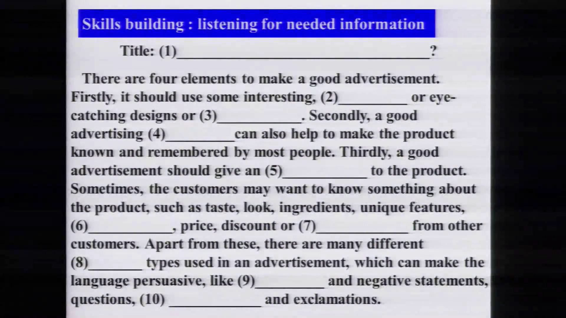 译林版英语模块四《Task(2)：Writing an advertisement：Skills building 3》江苏陈老师-市一等奖