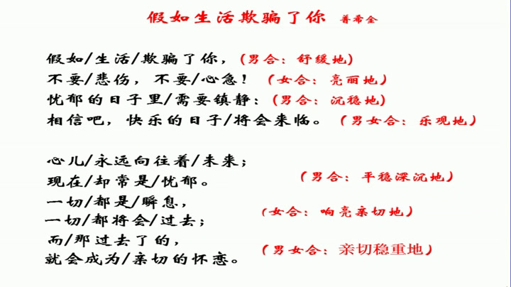 语文2011课标版九上《假如生活欺骗了你》湖南杨老师-市一等奖