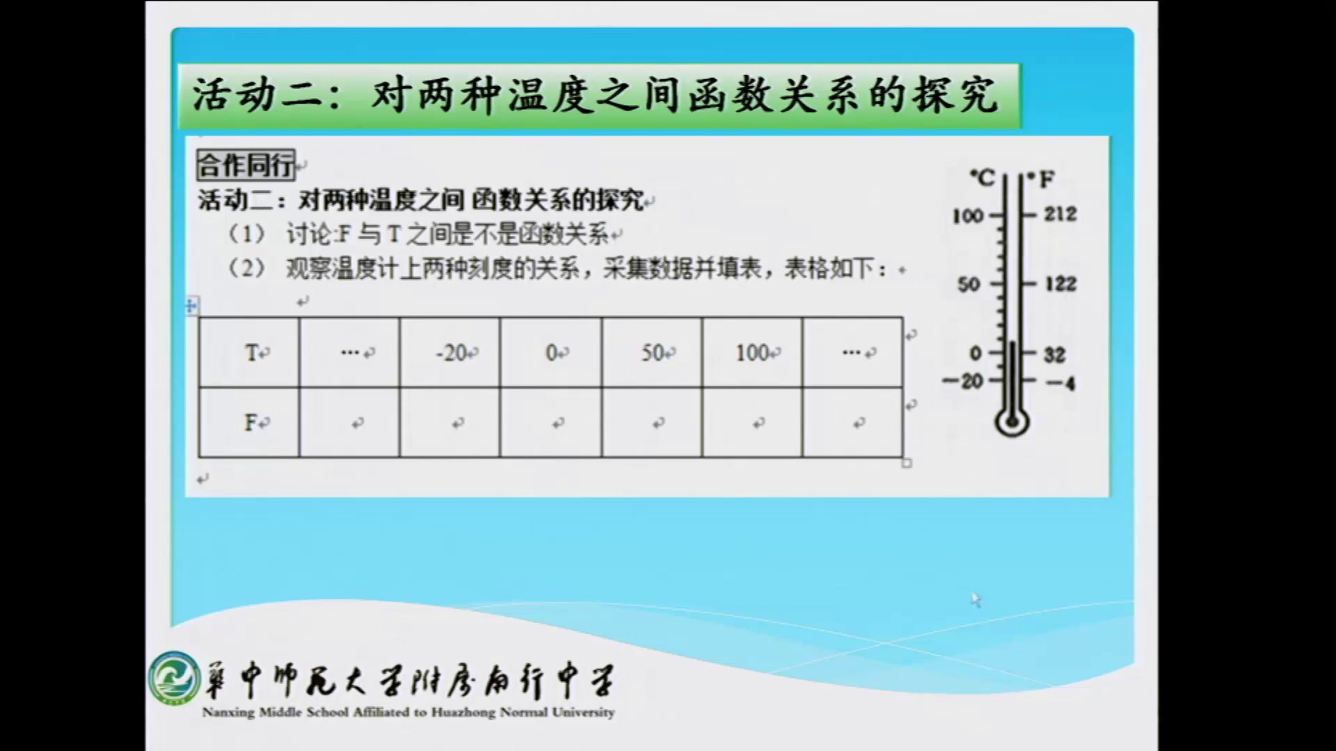 苏科版数学八上《数学活动温度计上的一次函数》江苏何老师-县级优课